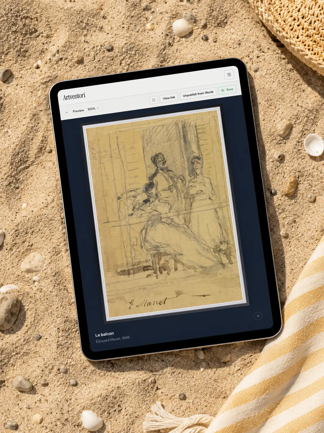 Artventori showcase preview on a tablet in context